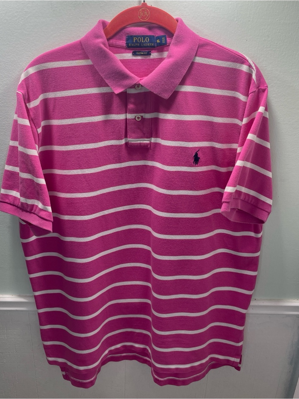 Ralph Lauren Pink and White Striped Polo Shirt